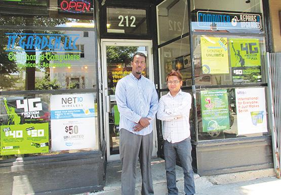 Classmates-turned-business partners Mustafa Abdo, left, and Aung Kaun Myat, are putting their technological expertise to use in the citys most diverse neighborhood.