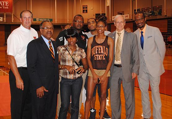 Sasha Henry (third from left) won two national championships and set four school records while at Buffalo State.