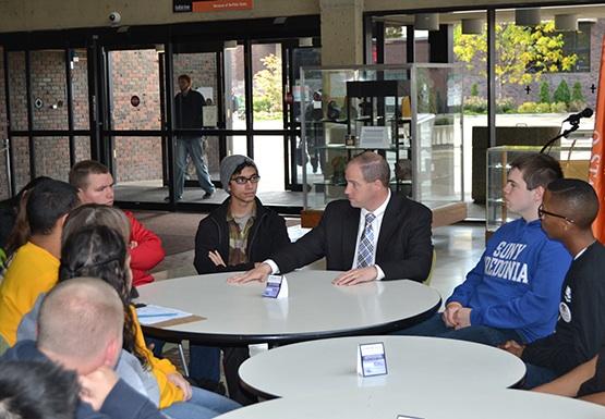 Senator Kennedy discusses the need for awareness, and legislation. Students from Western New York schools listen on.