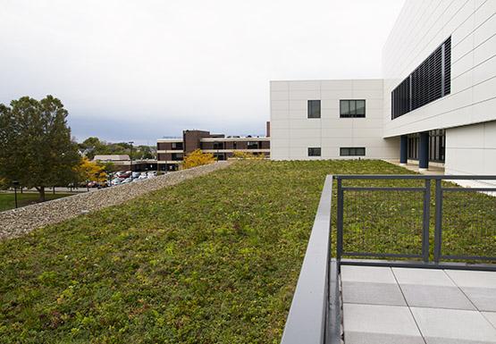 The technology building was also built to be environmentally efficient. It has a green roof that helps with insulation and storm run off. It also has 221 rooftop solar panels to help contribute to the consumption of electricity.