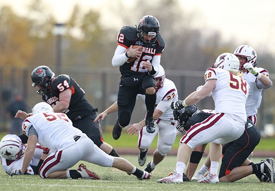 Quarterback Casey Kacz passed for 129 yards with an interception and added 54 yards on the ground with one touchdown. 