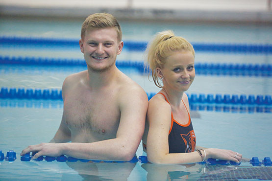 British exchange student swimmers Tom Mermagen and Charlotte Archdeacon 