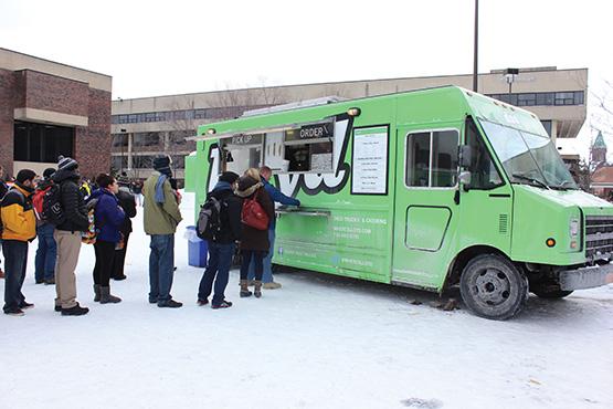 The locally acclaimed Lloyd Taco Truck celebrates its new partnership with SUNY Buffalo State in the campus quad