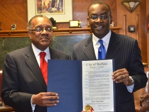 Buffalo Mayor Byron Brown, '83, declared Feb. 26 as "Hal D. Payne Day."