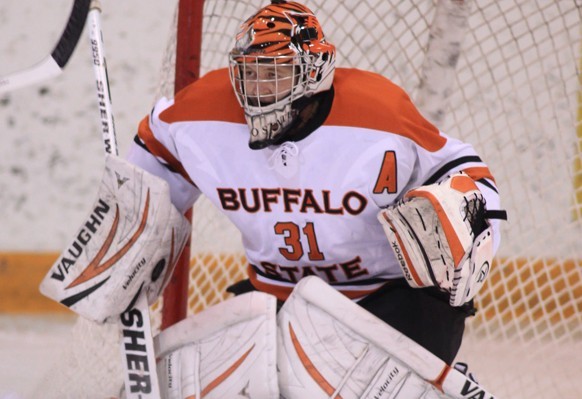 Senior goaltender Kevin Carr signed a professional contract with the Peoria Rivermen (SPHL) days after playing his final game with Buffalo State.