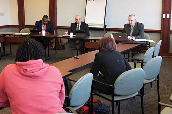 The University Police Department sits with students to talk community policing