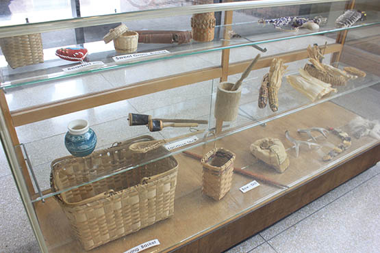 A display of Native American artifacts in the E.H. Butler Library. Native American Awareness Week brought attention to common issues faced by the Native population.
