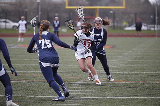 Junior attacker Meghan Farrell had two goals and an assist in Buffalo States 15-7 victory over Potsdam at Coyer Field on Saturday