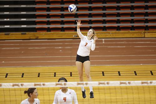 Senior middle hitter Kayla Pyc leads the Bengals with 225 kills this season. 