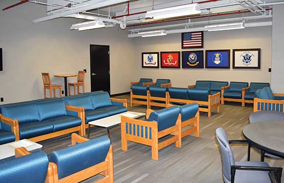 The Veterans' Lounge is located right next to the USG game room in the basement of Campbell Student Union