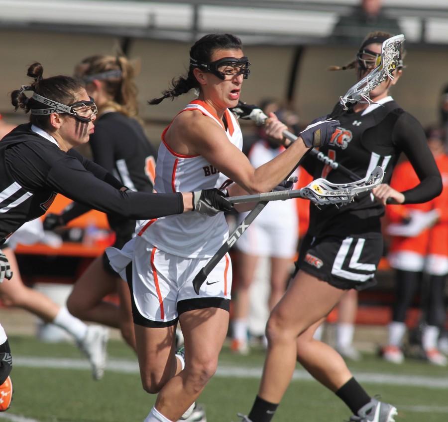 Senior attacker Sarah Lorusso, a former two-sport athlete at Hilbert College, leads the SUNYAC in turnovers caused per game (2.25) and is third ground balls per game (2.83)