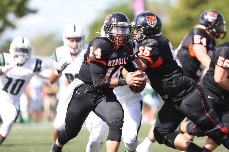 Buffalo State quarterback Aaron Ertel went 15 of 28 for 255 yards and two touchdowns in the win.