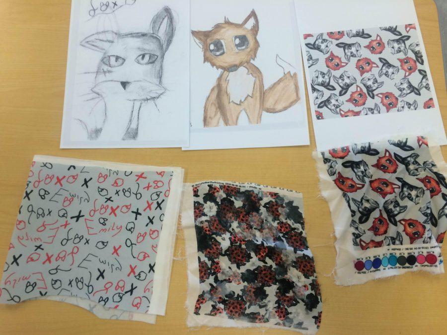 Gahir's work for a father who asked if he could have his daughter's drawings incorporated onto a scarf.