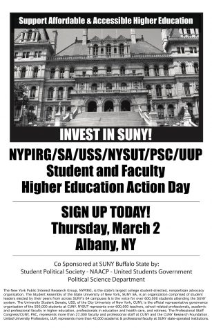 NYPIRG to lobby for higher education affordability in Albany on March 2