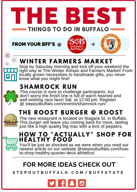 Sweat out all that Guinness at the Shamrock Run, learn what health food really is with Step Out Buffalo