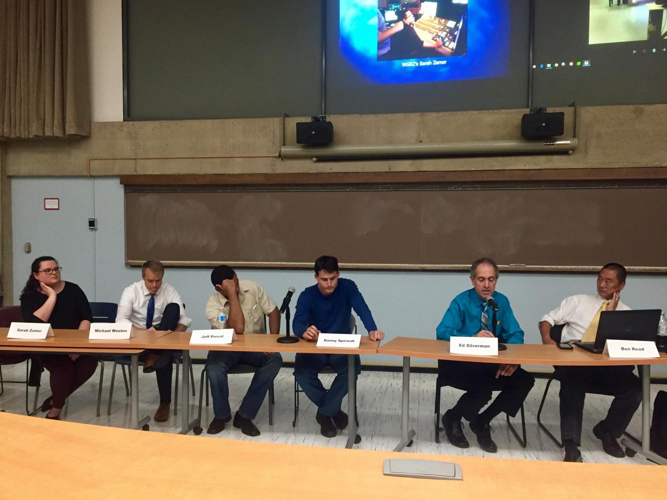 Employees of WGRZ spoke on a panel at SUNY Buffalo State about visiting disaster-laden cities Houston and Tampa and helping their sister stations cover the hurricanes.