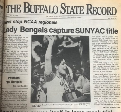 The front page of The Record on February 25th, 1986. Bridgett Howard led the Bengals with 16 points.