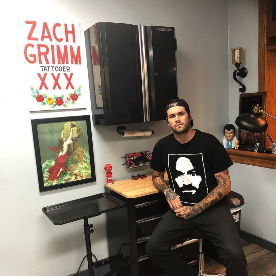 Zach Grimm in his studio in Williamsville