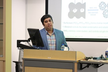 Dr. Sourav Biswas unveils his current research about catalysts.
