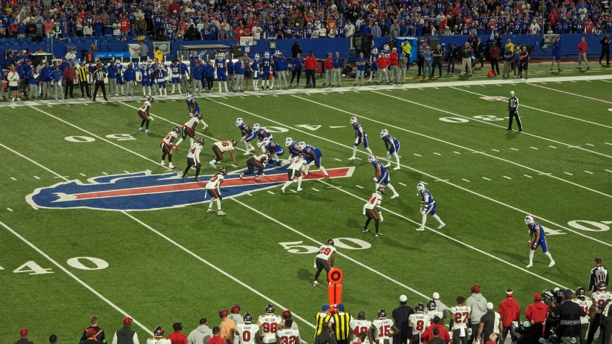 Buffalo Bills offense driving down the field against Tampa Bay Buccaneers defense on Thursday night.