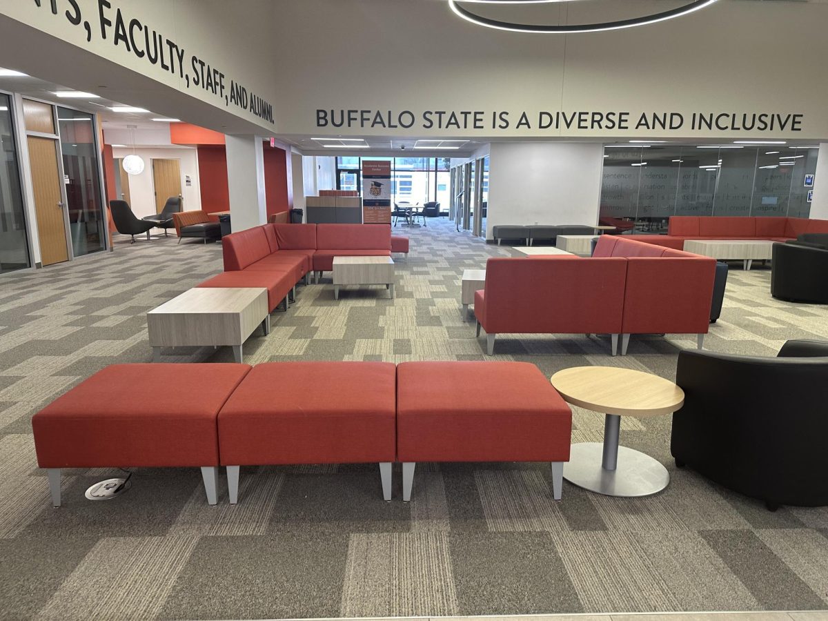 The academic commons in E.H. Butler Library at Buffalo State, where students can sit and study.