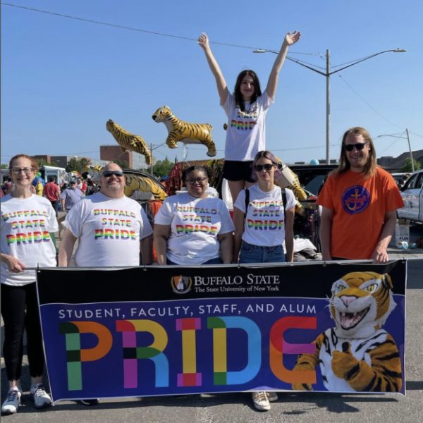 Students proudly represent Buffalo State University during Pride Week 2023.