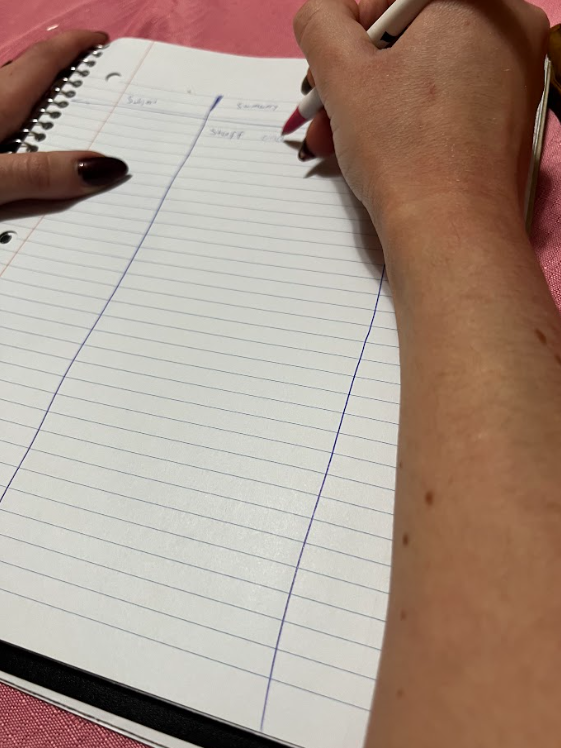 Students taking notes in their lecture class.