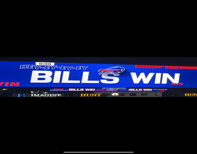 Bills win sign at Highmark Stadium following a Buffalo Bills game.