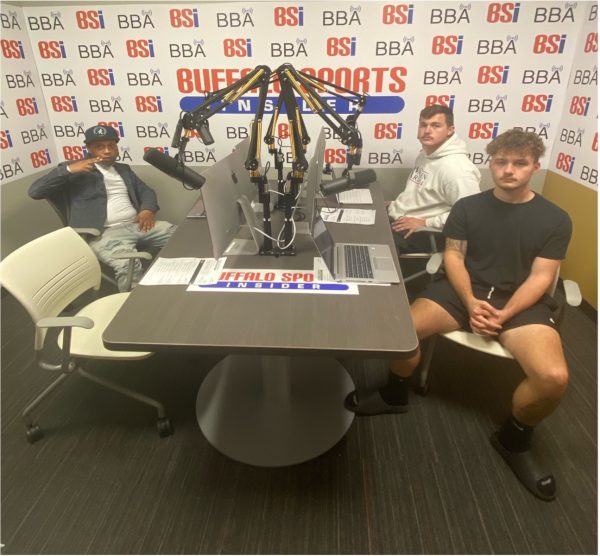 From left, Nate Palmer, Alex Miley and Caleb Babula are ready to talk Buffalo sports during a recent episode of Buffalo Sports Insider.  