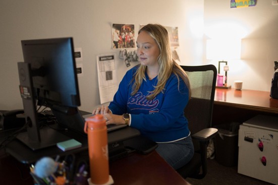 Buffalo State's Alexandra Green filling out new club information
