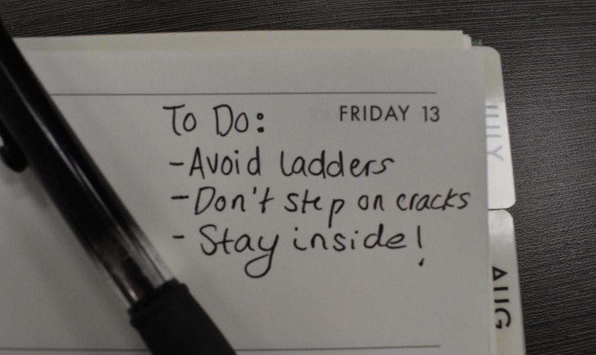 Friday the 13th date in a planner. 