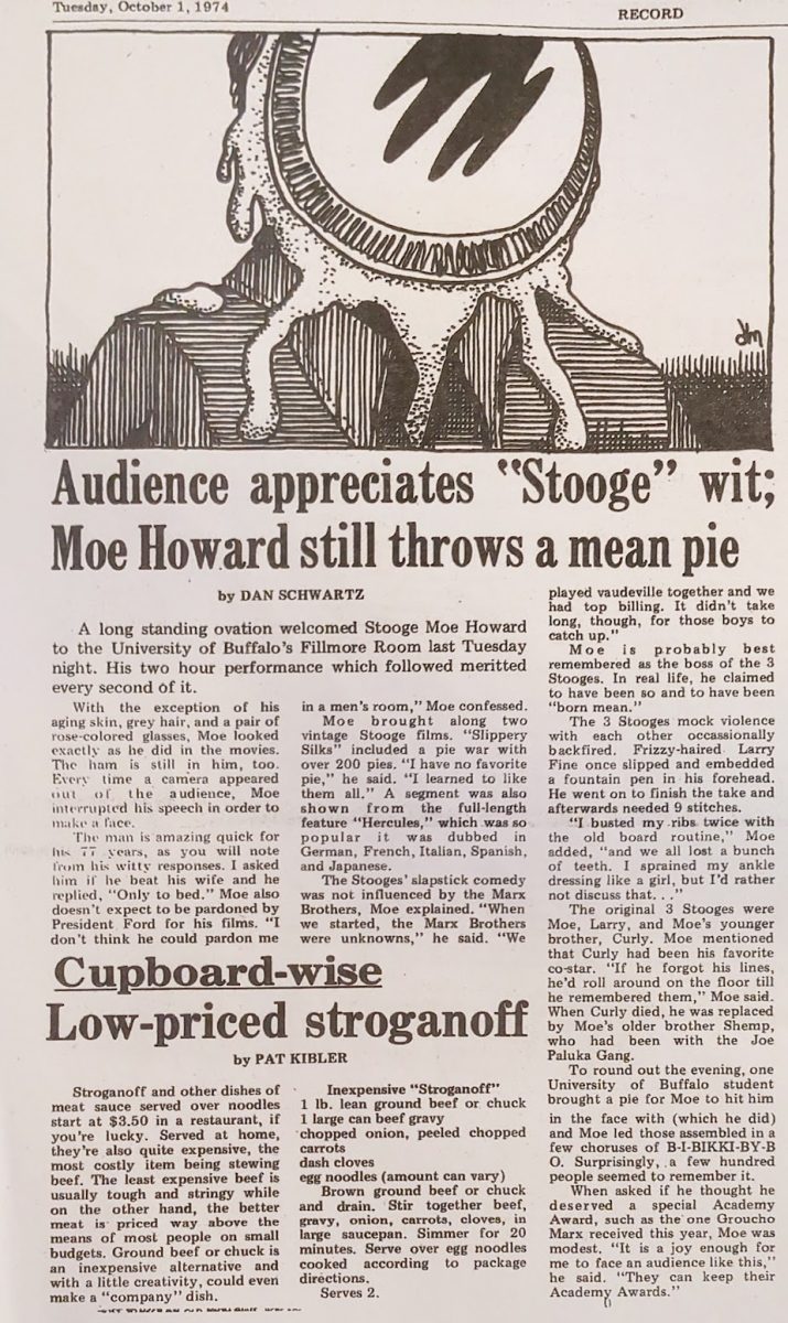 A 1974 copy of The Record including a byline by Schwartz 